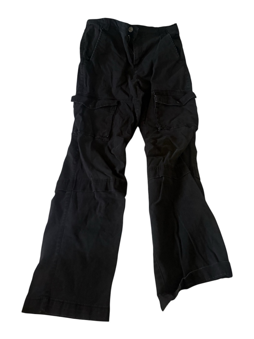Women Black Wide-Leg Cargo Pants